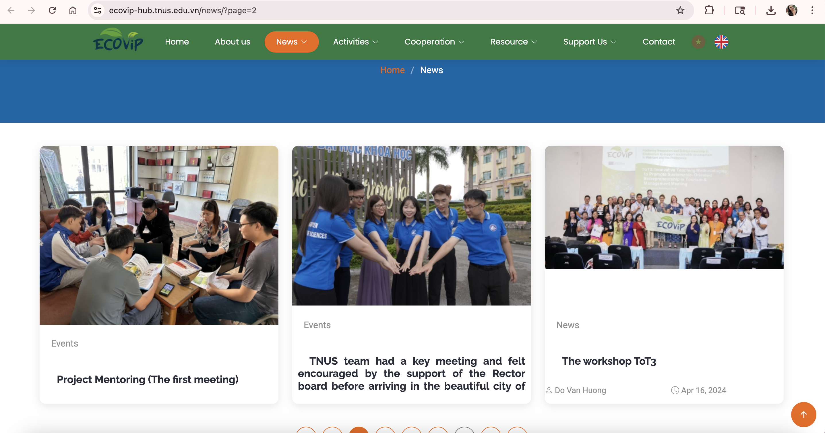 Screenshot of Website